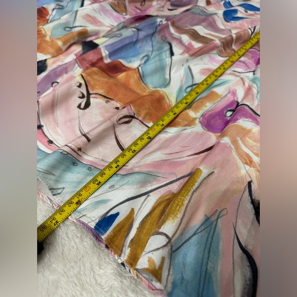 Ted Baker Kiylie Asymmetric Twist Slip Midi Skirt Size 3 Ivory Floral - Picture 10 of 11